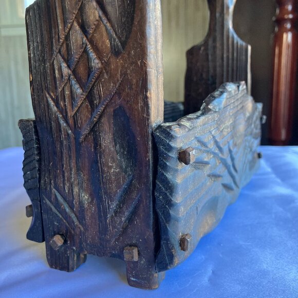 Rustic Dark Wood Caddy - Picture 3 of 7